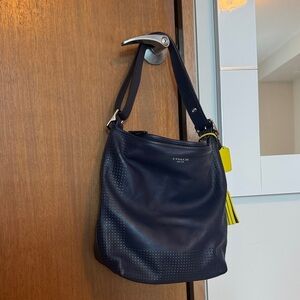 Coach Dark Blue Perforated Shoulder Bag